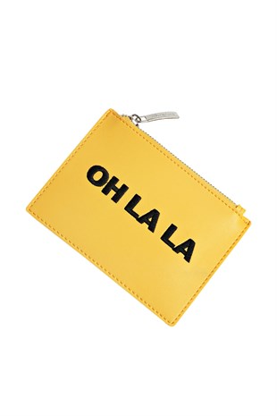 Sarı Kartlık Bölmeli Fermuarlı Mini Çanta